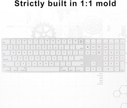 Allinside White Keyboard Cover for Mac Magic Keyboard with Touch ID and Numeric Keypad A2520 US Layout