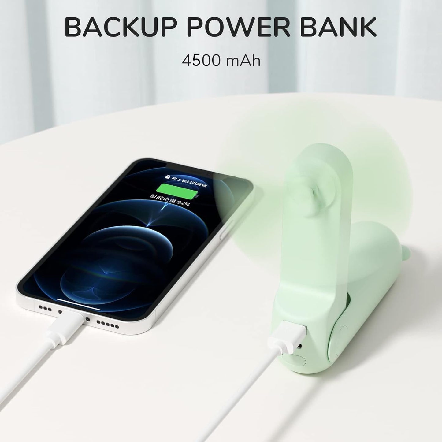 JISULIFE Handheld Fan with 4500 mAh Powerbank Max 37 Hours Runtime, Pocket Portable Battery Operated or USB Powered Folding Personal Fan, 3 Speeds, Gifts for Women Men Kids Gift for Festival-Green