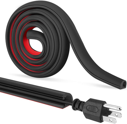 Self-Adhesive Cable Hider,Flexible Wire Cover Cable Raceway for Wires, Wall Mount TV, Home Audio, Network,Power and Phone Line Managemen (Black, 236inch)