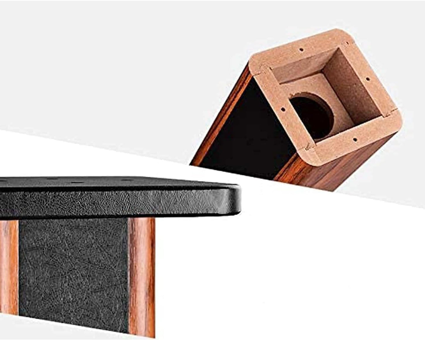 Speaker Stands Wood Grain 28 Inch Universal Floor Speaker Stands Pair Heavy Duty Surround Sound Speaker Monitor Stand for Home Theater with Sand Filling Tuning Function - 1 Pair