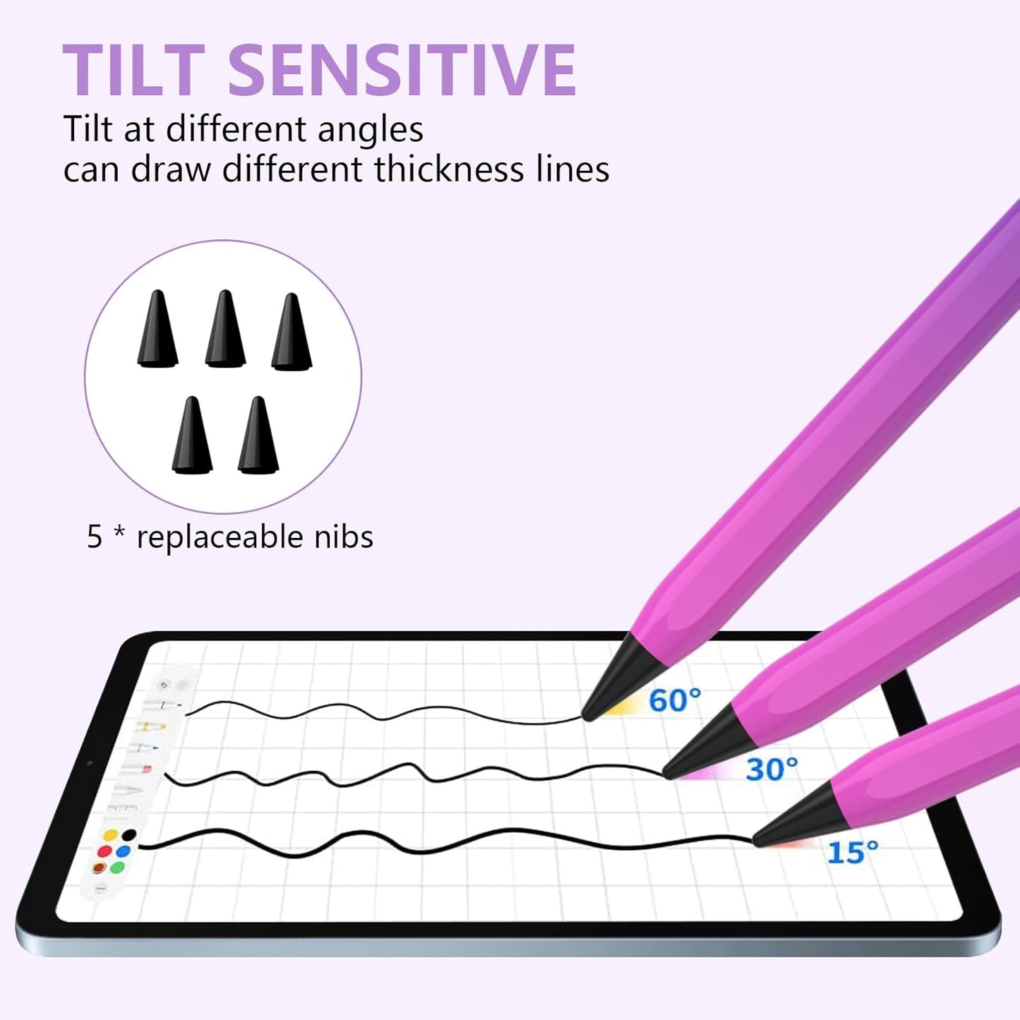 Stylus Pen for iPad 2018-2023 with Palm Rejection, Active Pencil for iPads 10th/9th/8th/7th/6th Gen, for iPad Pro 11/12.9 inch, for iPad Air 5th/4th/3th, for iPad mini 6th/5th Gen(Purple Rose Red)