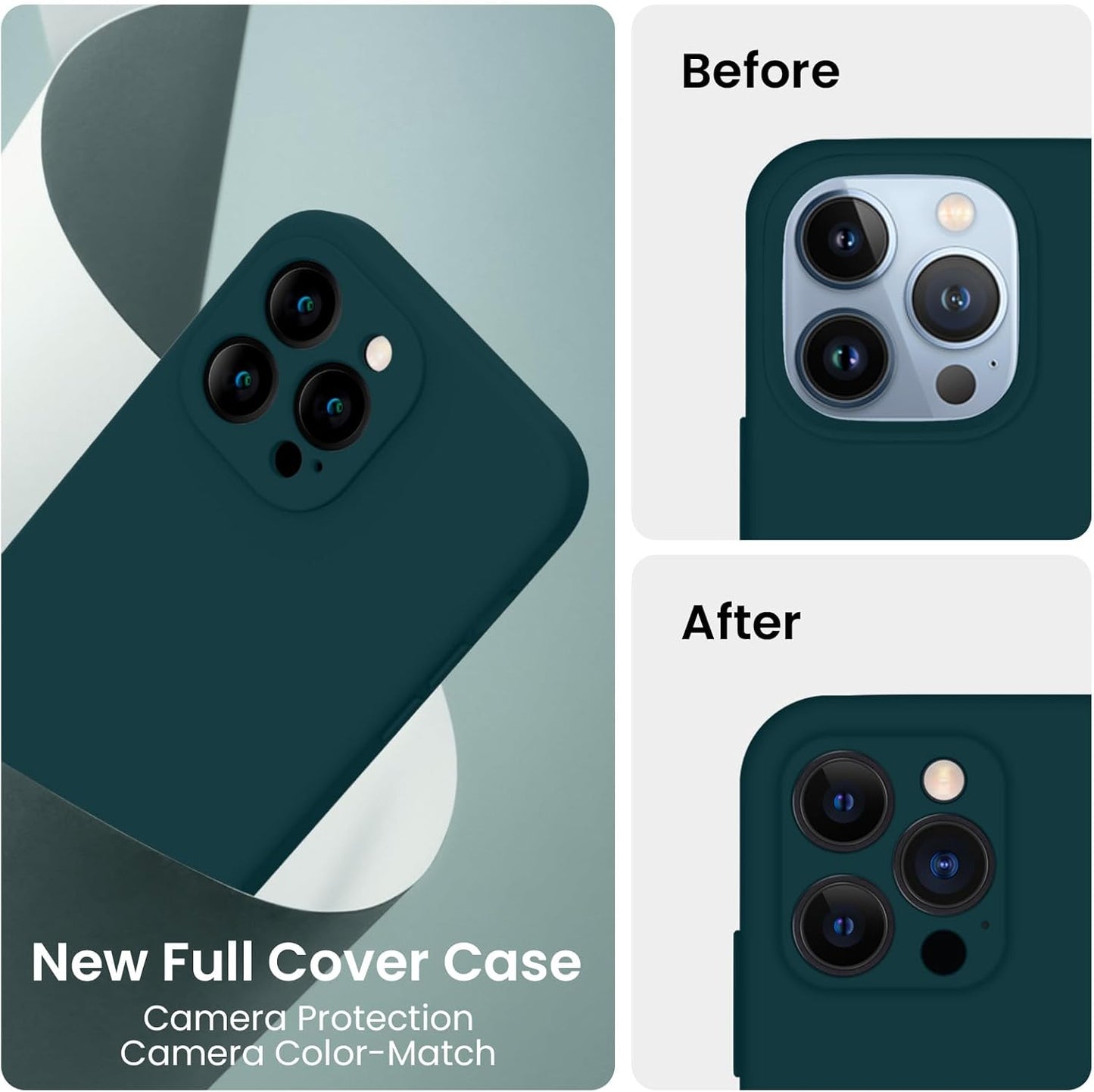 FireNova Designed for iPhone 13 Pro Case, Silicone Upgraded [Camera Protection] Phone Case with [2 Screen Protectors], Soft Anti-Scratch Microfiber Lining Inside, 6.1 inch, Teal
