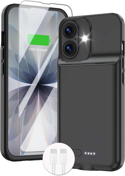 GIN FOXI Battery Case for iPhone 17, Charging Case Charger 8500mAh Ultra-Slim Lightweight Powerful Battery Pack 15W Fast Rechargeable Anti-Fall TPU Juice Box for iPhone 17 (6.3") Black