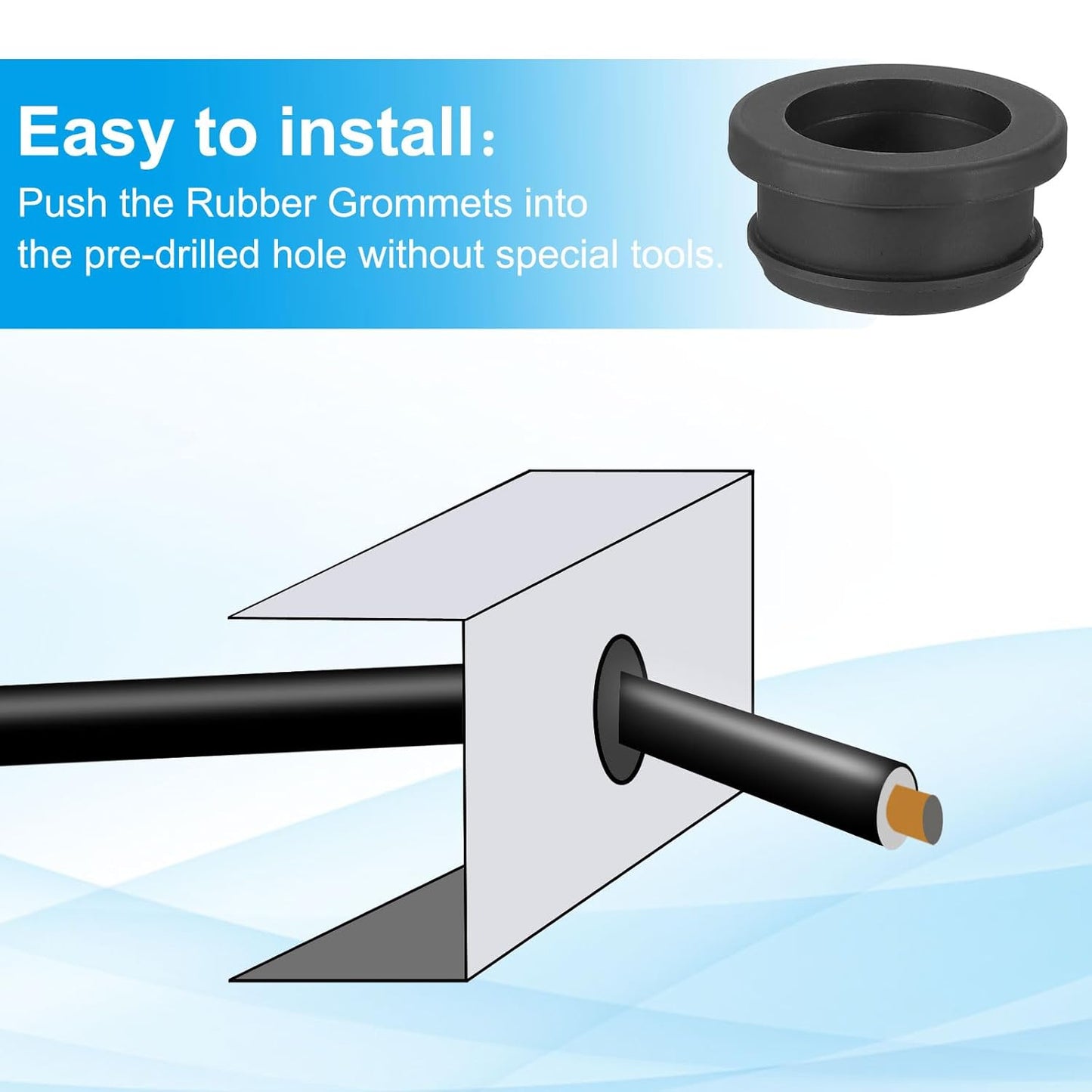 PATIKIL 28mm / 1-1/18 Inch Drill Hole,15/16 Inch ID Rubber Grommets, 3Pcs Top Hat Grommet for Wiring Eyelet Ring Gasket Automotive Firewall Cable Hole Plugs Wires Protection, Black