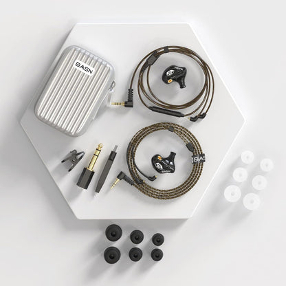 BASN Bsinger PRO in Ear Monitor Headphones for Musicians, Dynamic Driver Noise Isolating Earphones with 2 Detachable MMCX Cables (Black)