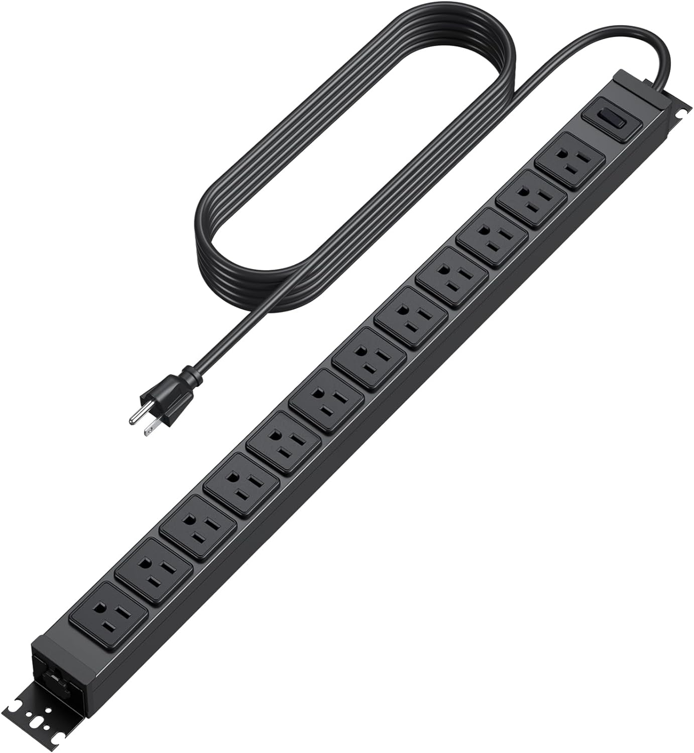 HHSOET 360° Rotating 12 Outlet Mountable Power Strip, Metal Gaming Table Mounted Outlet Strip, Heavy Duty Wall Mount Surge Protector with Switch, Works Great and Very Versatile, 10ft Power Cord.Black