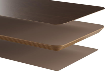 Walnut Dual‑Tier Monitor Stand for Modern Desk Setup – Minimalist Wooden Riser Shelf for Dual Monitors, Laptops, Home Office Aesthetic (Dark Walnut, Large)