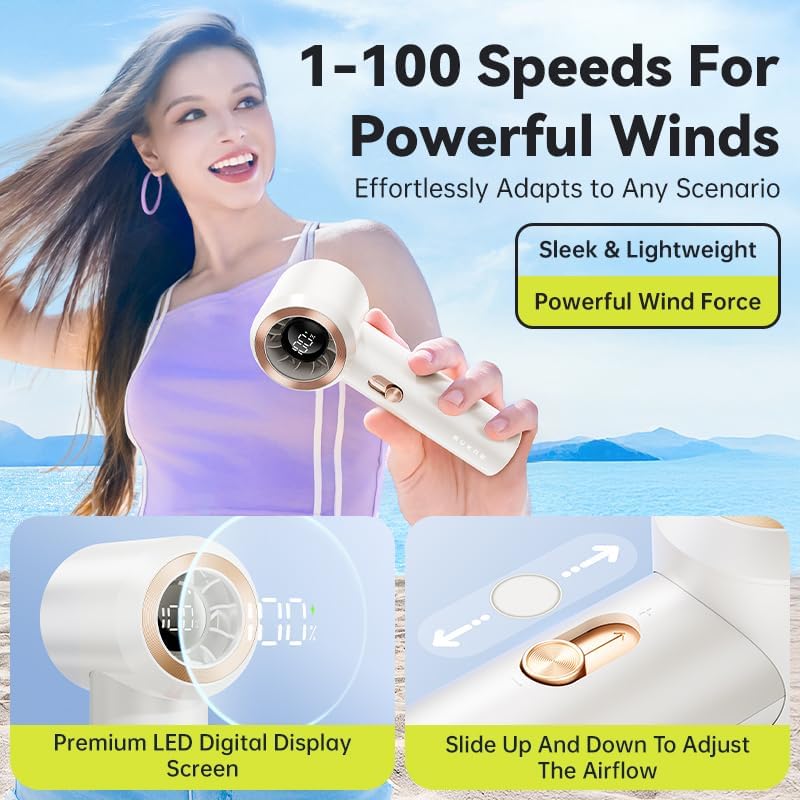Portable Fan For Travel Mini: Small Pocket Handheld Personal Rechargeable Battery Operated USB High Speed Keeping Cool In Hot Weather Summer Beach For Women (white)