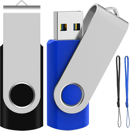 ABLAZE 64GB Flash Drive 2 Pack, USB 2.0 Thumb Drives with Lanyards Swivel USB Memory Stick 16GB