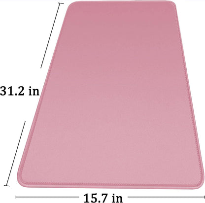 Large Mouse Pad with Stitched Edges, Durable Non-Slip Natural Rubber Base, Waterproof Computer Keyboard Pad Mat for Esports Pros/Gamer/Desktop/Office/Home - Pink