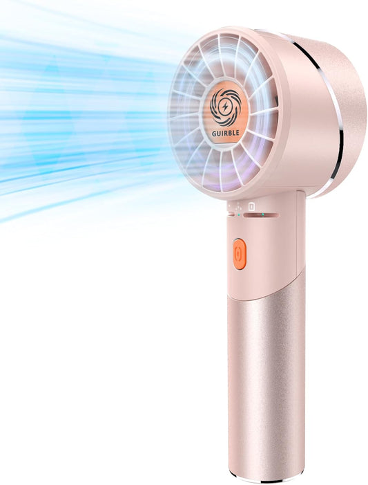 Handheld Fan,Portable Turbo Fan,Powerful Personal Fan(7000rpm High-Speed Motor,Battery Work 3-16 H),USB Rechargeable Mini Handheld Fan for Travel/Outdoor/Gift/Makeup (Rose Pink)