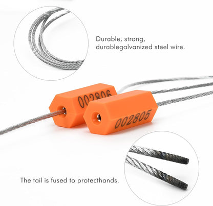 100PCS Steel Cable Seals Metal Security Seal Numbered Metal Truck Trailer Seals Security Tags Tamper Evident Tags Container Seals Pull Tight Steel Wire Seals