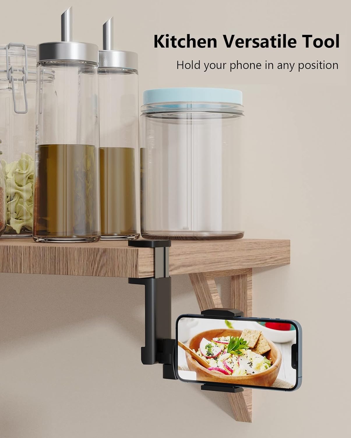 MiiKARE Airplane Travel Essentials Phone Holder, Universal Handsfree Phone Mount for Flying with 360 Degree Rotation, Accessory for Airplane, Travel Must Haves Phone Stand for Desk, Black&Black