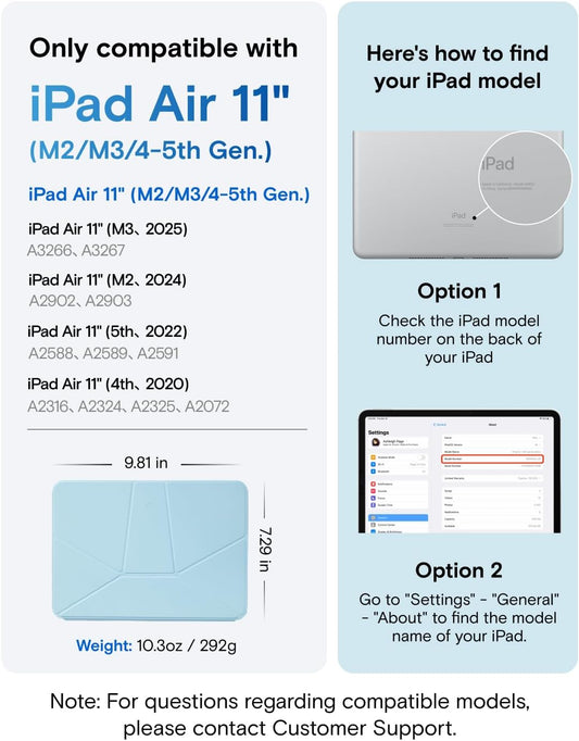 MOFT Dynamic Folio Case for for iPad Air 11-inch M3 M2 2025 2024/10.9 Air 5th 4th Generation 2022 2020, iPad Pro 11 Inch 4th/3rd/2nd Gen, Magnetic Case with 20+ View Angles, Soothing Mist x Misty Cove