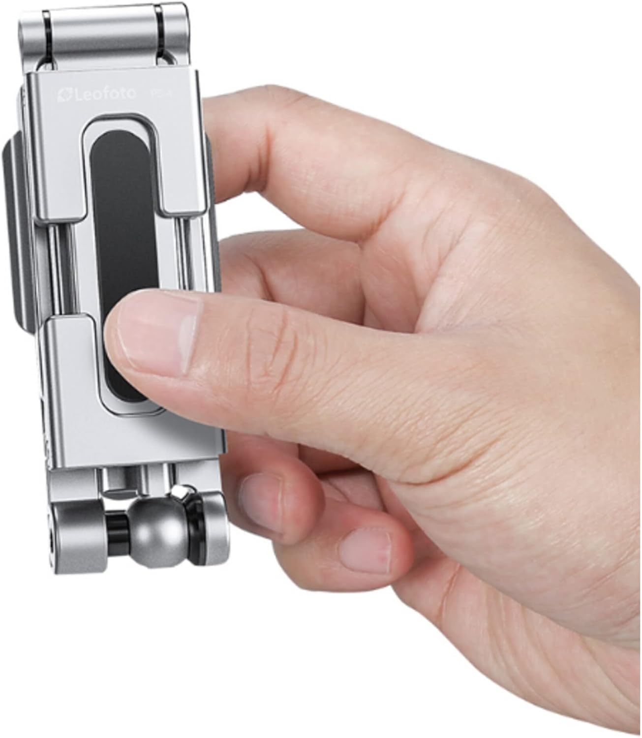 LEOFOTO PS-4 Silver Ultra Compact & Lightweight Smartphone Clamp / Holder / Video / Selfie Stand / Easel Arca / RRS Compatible