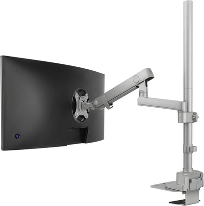 AVLT Single 40 Inch Monitor Arm Pole Top Mount with USB-C USB-A Ports-Gray, Supports 26.4 lbs (12kg), Ultrawide Screen fit, VESA Compatible, Tilt, Swivel, Rotate, Ergonomic Adjustable Height, Durable