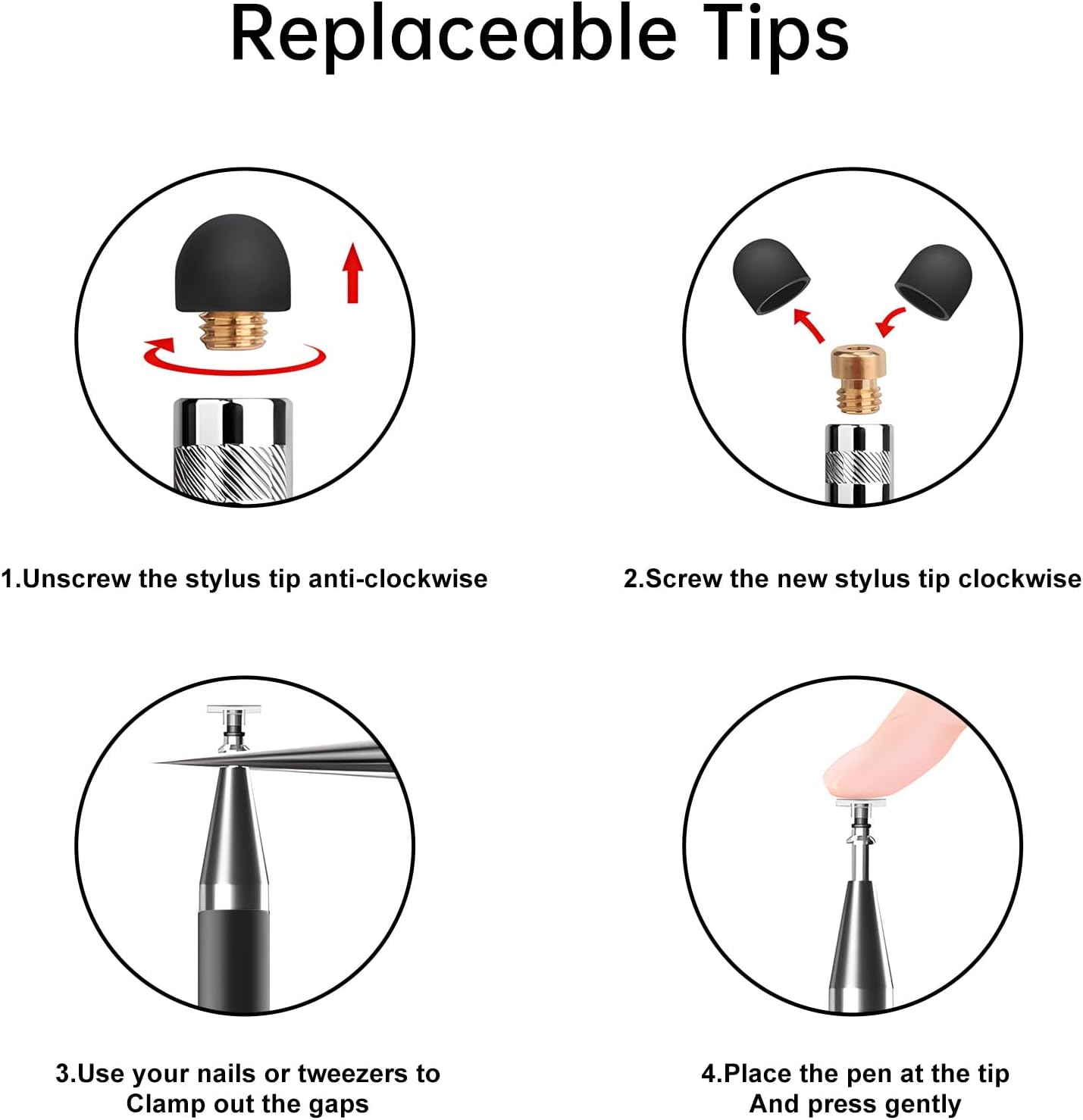 Bopomofo Stylus (5 Pcs),2-in-1 Stylus Pen for Touchscreen, High Precision and Sensitivity, Suitable for iPhone/ipad/Android Tablets, Compatible with All Touch Screens,Black