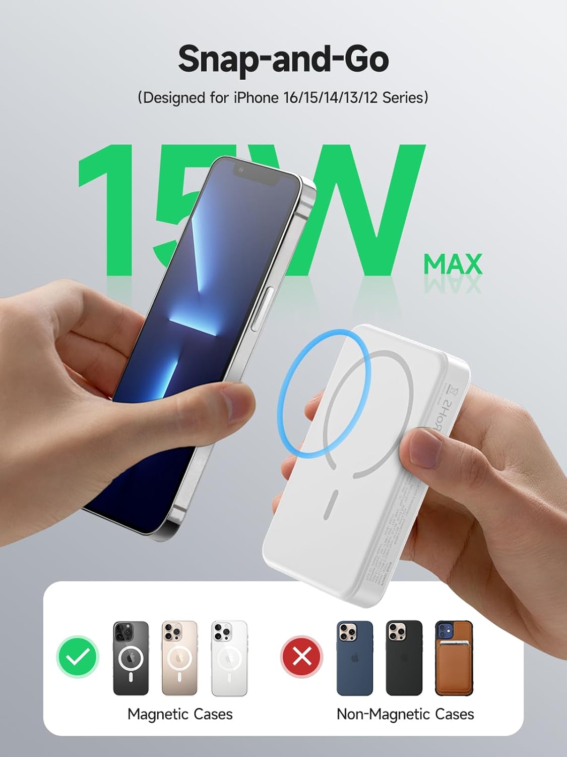 LVFAN for Magsafe Power Bank 10000mAh, Fast Charging Wireless Magnetic Portable Charger with Built-in USB C in&Out Cable, Travel LED Display Battery Pack for iPhone 17 16 15 14 13 12