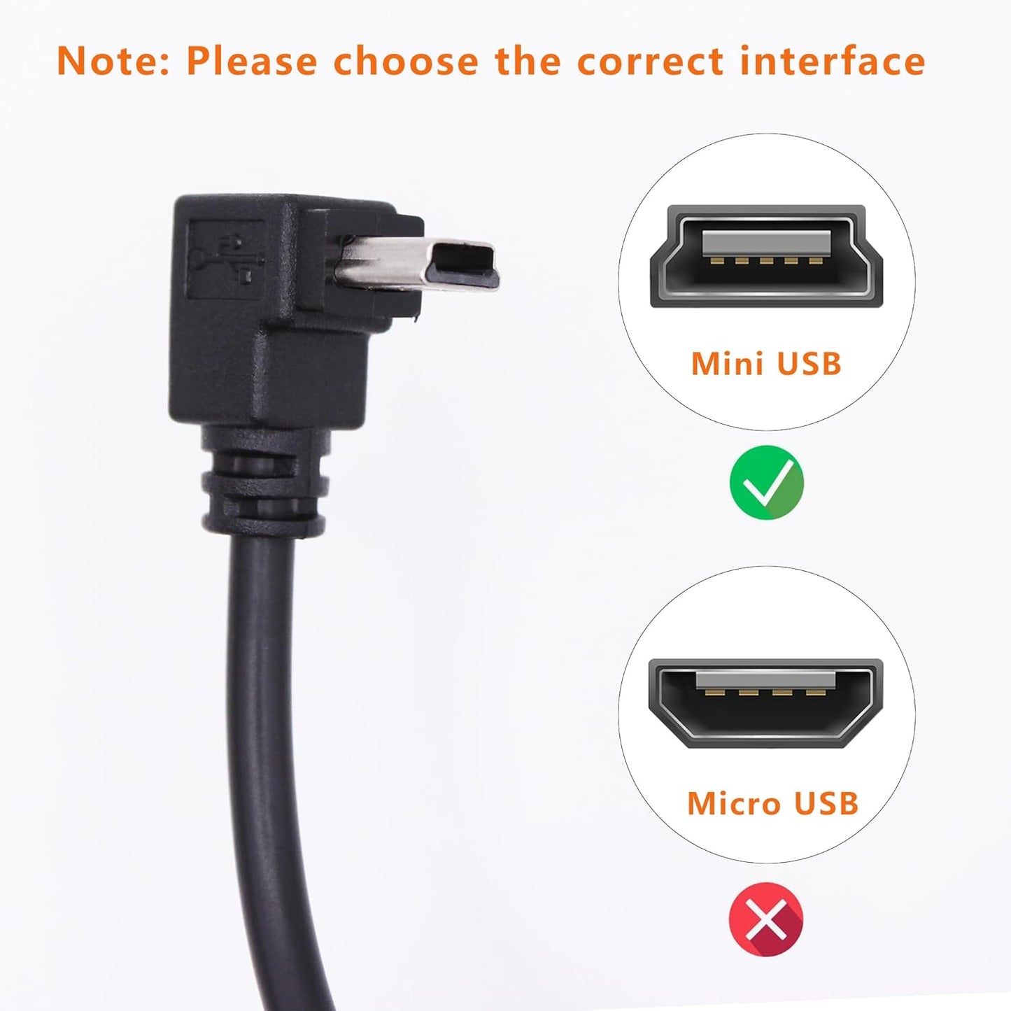 90 Degree Mini USB to USB A OTG Adapter Cable 5.5in Up Angle Mini USB 5-Pin Type B Male to USB Type A Female Adapter Cord for Digital Cameras,Black,14cm(2 Pack,UP)