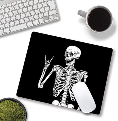 IMAYONDIA Black Human Skeleton Mouse Pad - Square Waterproof Non-Slip Rubber Base MousePads for Computer Laptop