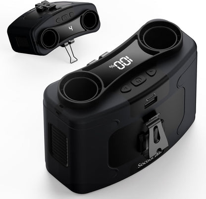 Socool 20000mAh Portable Waist Fan Clip on Wearable Belt Personal Fan Rechargeable, 40H Cooling Battery Operated with 10 Speeds & Dual Air Outlets, Neck Fans Hanging for Outdoor Jobsite Camping