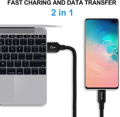 etguuds 6ft USB A to USB C Cable 3A Fast Charging, 2-Pack USB A to USB Type C Charger Cord for iPhone 16 15 Pro/Pro Max/Plus, for Samsung Galaxy S24 S23 S22 S21 S20 S10 A55 A54 Flip Note, Moto, Black
