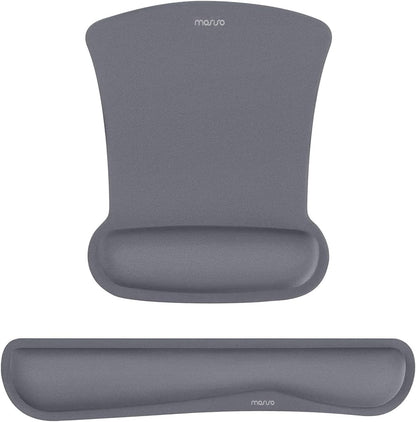MOSISO Wrist Rest Support for Mouse Pad & Keyboard Set, Ergonomic Mousepad Non-Slip Base Home/Office Pain Relief & Easy Typing Cushion with Neoprene Cloth & Raised Memory Foam, Space Gray