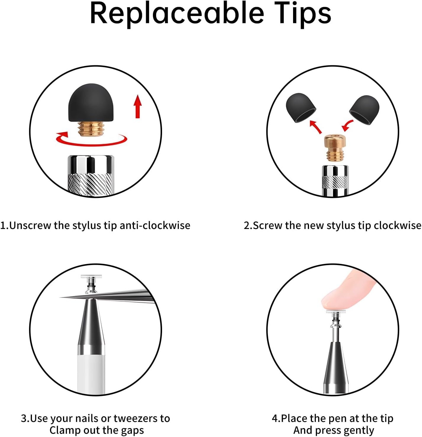 Stylus (10 Pcs),2-in-1 Stylus Pen for Touch Screen,High Precision and Sensitivity,Suitable for iPhone/ipad/Android Tablets,Compatible with All Touch Screens (Silver/Blue/Rose Gold/White/Black)