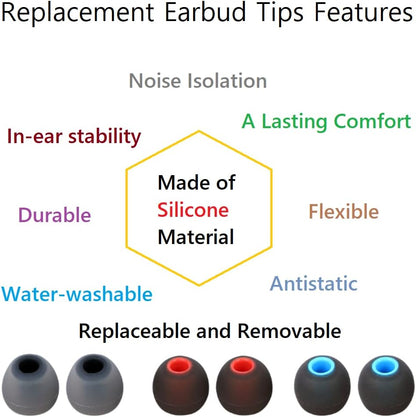 Replacement Earbud Tips Earbud Covers Silicone Tips Ear Gels Fit for Inner Hole from 3.8mm - 5.1mm Earphones 9 Pairs S/M/L