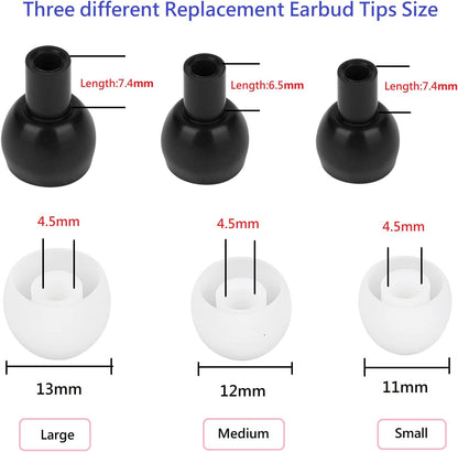 36 Pieces Large Earbud Tips Soft and Comfortable Silicone Earbud Tips Ear Bud Replacement Pieces Silicone Fit Most in-Ear Headphones，Inner Hole 3.8mm -5.5mm，Large White Earbuds Silicone Tips