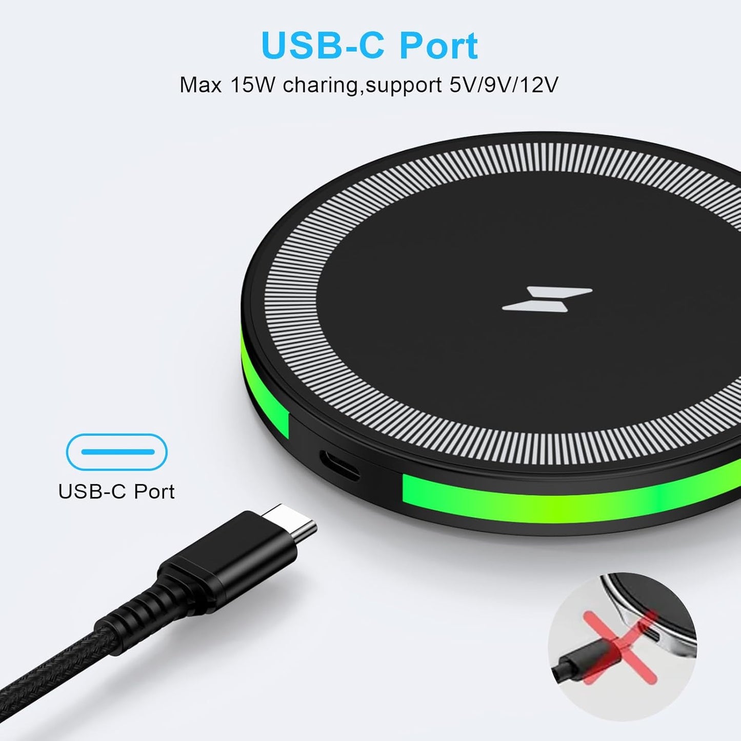 Wireless Charger Fast Charging Pad Android Charging Station Wireless Phone Charger for Android Samsung Galaxy S25 Ultra S25 Plus S25 S24 S23 S22 S21 S20 S10, iPhone 16 Pro Max Plus 15 14 13 12