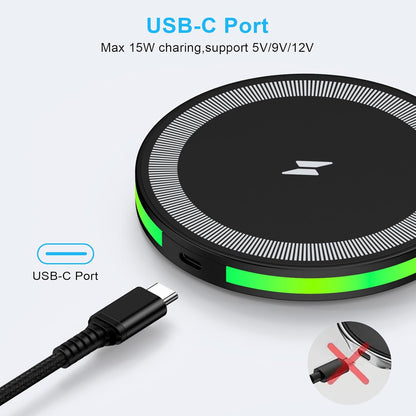 Wireless Charger Fast Charging Pad Android Charging Station Wireless Phone Charger for Android Samsung Galaxy S25 Ultra S25 Plus S25 S24 S23 S22 S21 S20 S10, iPhone 16 Pro Max Plus 15 14 13 12