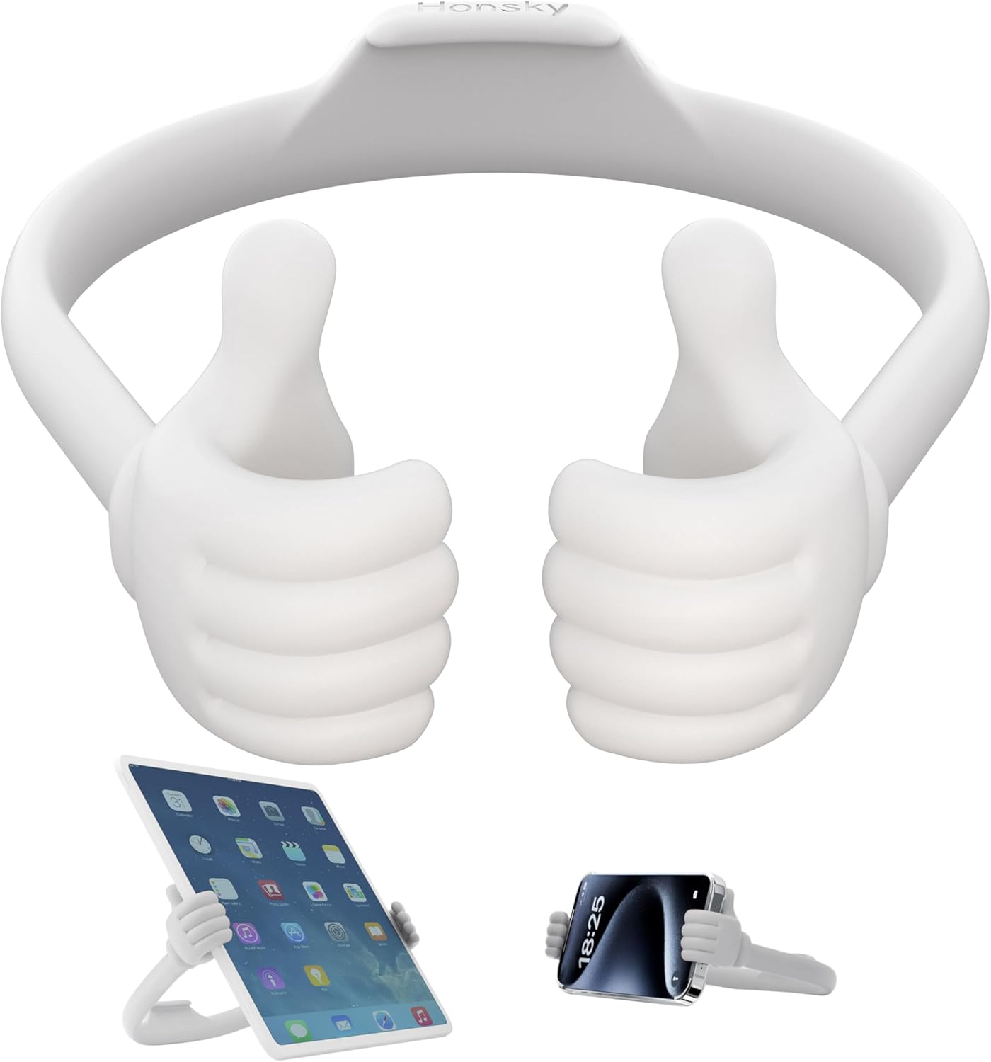 Honsky Thumbs Up Tablet Stand,Portable Monitor Stand Holder for Desktop,Tablet Display Stands Holder for Desk Universal Cute,White