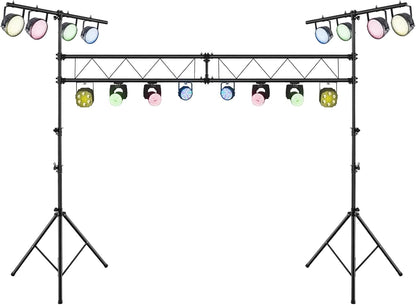 S AFSTAR DJ Light Stand, 14 FT Heavy Duty Metal Lighting Truss System W/Adjustable T Bars, 32 Mounting Points & Triangle Foot, Portable Truss DJ for Audio Stage, 220 Lbs Load (Lights Not Included)