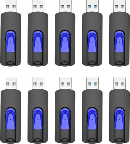 USB 3.0 Flash Drive, JUANWE 16GB Flash Drive 10 Pack USB Drives Thumb Drive 3.0 Retractable Memory Stick Jump Drive for Data Storage and Backupp, Blue 10 Pack