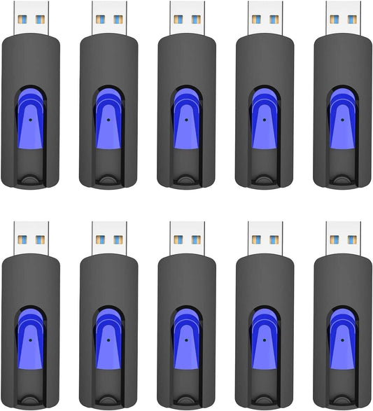 USB 3.0 Flash Drive, JUANWE 16GB Flash Drive 10 Pack USB Drives Thumb Drive 3.0 Retractable Memory Stick Jump Drive for Data Storage and Backupp, Blue 10 Pack