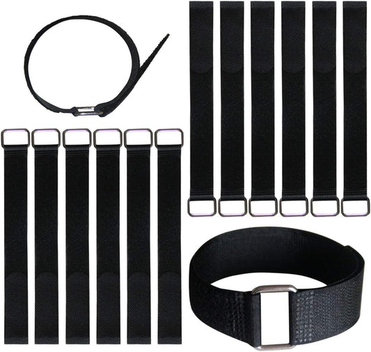 12 inch Reusable Fastening Cable Straps - Hook and Loop Fixing Straps - 12 Pack