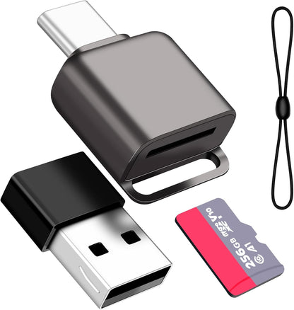 Micro SD Card Reader, BORLTER CLAMP TF Card Reader USB C 3.0 to TF/Micro SD with Type C to Type A Adapter for MacBook, Laptop, Android Phone, Grey