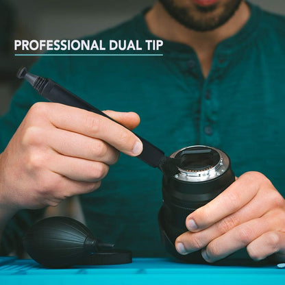 Foto&Tech Lens Pen Cleaning System for Canon Nikon Sony Panasonic Fujifilm Olympus Pentax Sigma DSLR/SLR/Evil/Film Camera with Foto&Tech Velvet Bag (2 PCS, Black)