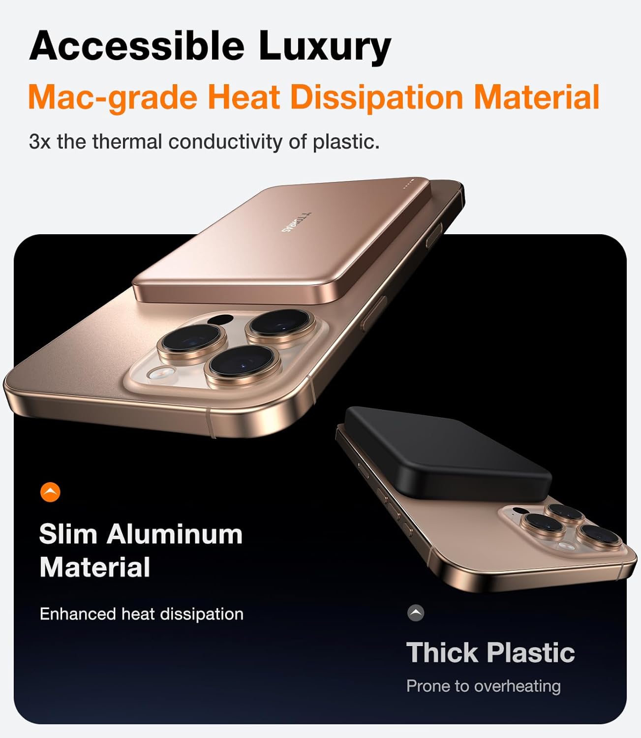 TORRAS MiniMag Power Bank,Ultra-Slim 10,000mAh Magnetic Wireless Portable Charger, 22.5W Fast Charging iPhone Air Magnetic Battery Pack Designed for iPhone 17 Pro Max/17 Pro/Air/16/15/14/13/12, Gold