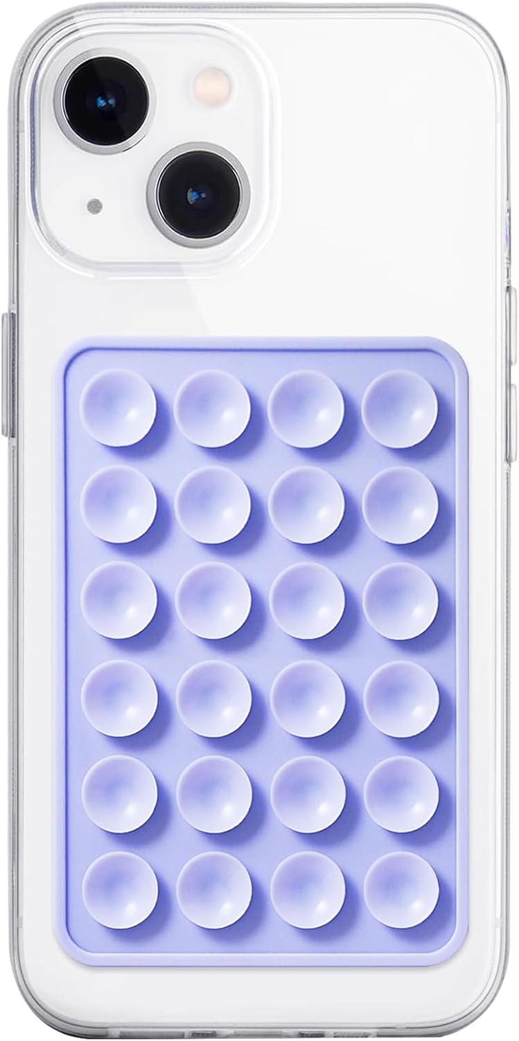 Silicone Suction Phone Case Mount, Non Slip Sticky Phone Grip for Cellphone, Silicon Adhesive Suction Cup Phone Mount, Strong Grip Holder for Selfies and Videos (Lavender)