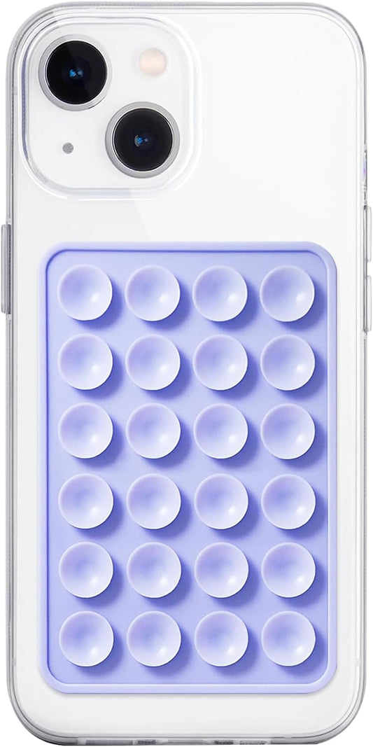 Silicone Suction Phone Case Mount, Non Slip Sticky Phone Grip for Cellphone, Silicon Adhesive Suction Cup Phone Mount, Strong Grip Holder for Selfies and Videos (Lavender)