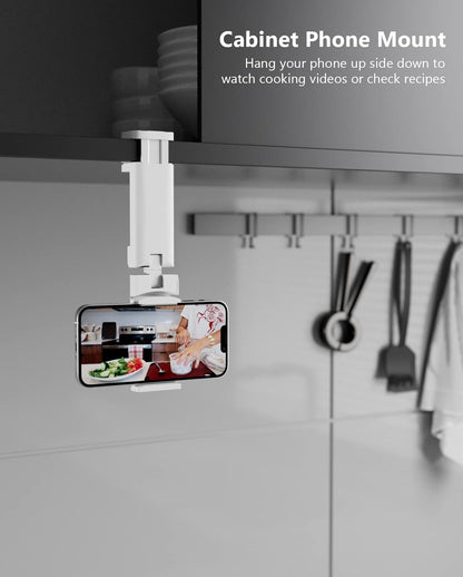 MiiKARE Airplane Phone Holder, Universal Handsfree Mount with 360 Rotation, Travel Accessory for Airplane, Desk & Table - White