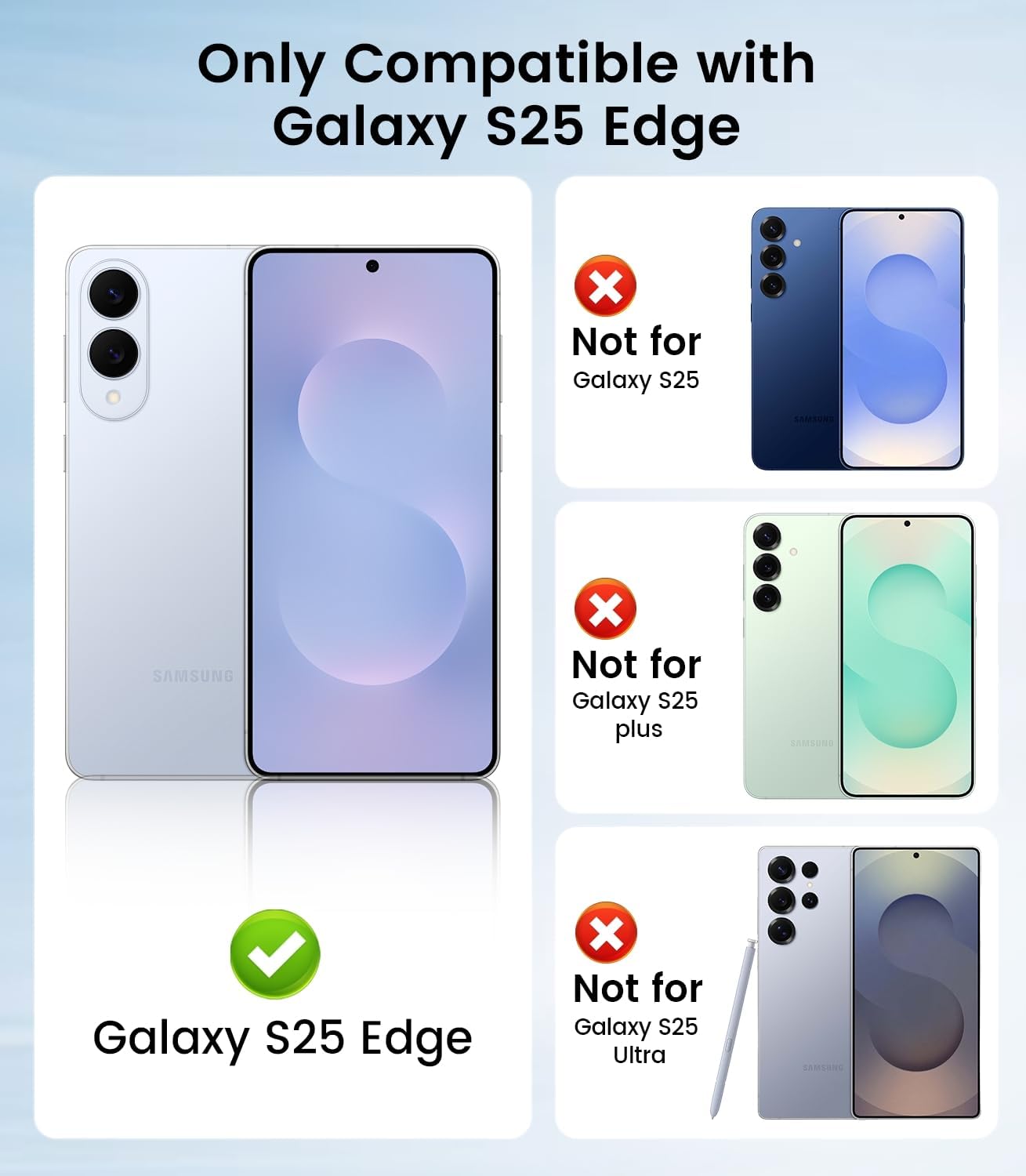 Slim Thin for Samsung Galaxy S25 Edge Case, Compatible with MagSafe, Built-in Camera Lens Protector, Shockproof Protective Phone Case, Soft Electroplated Clear Cover, Sapphire Blue