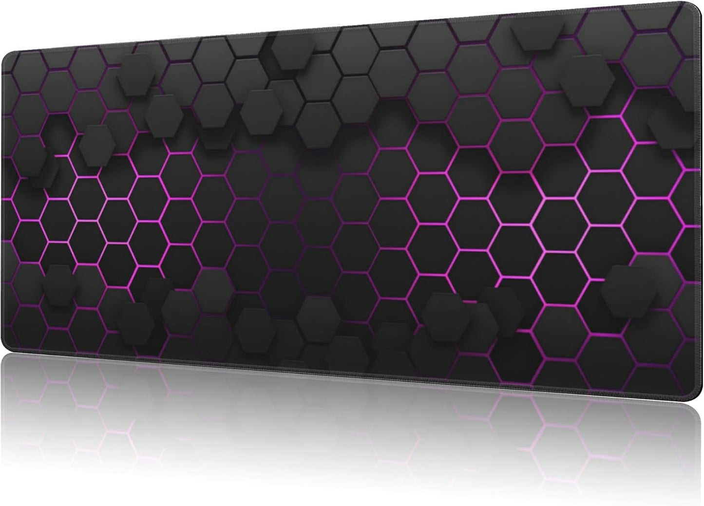 Mouse Pad Large Electric Glow Hexagonal Non-Slip Gaming Desk Mat with Stitched Edge Laptop Keyboard Desk Pad for Work Home Gaming (35.4 x 15.7 Inches)