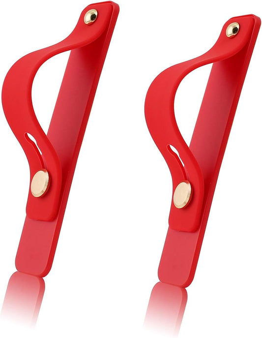 Removable and Reusable Cell Phone Grip Strap, Yetaida Telescopic Finger Kickstand Bracket Universal Silicone Phone Holder Stand and Portable Finger Loop for Most Smartphones Case (Red)