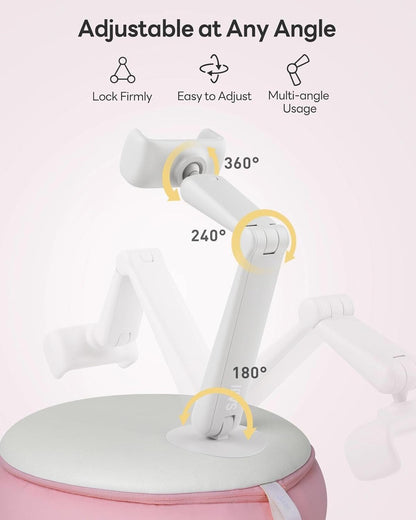 SAIJI Cell Phone Pillow Holder mini iPhone Stand for Bed, Upgraded mini Angle & Height Adjustable Phone Pillow Stand for Watching Video On Bed/Sofa/Lap, Fit for 4.7"-7.0" Device (Pink)