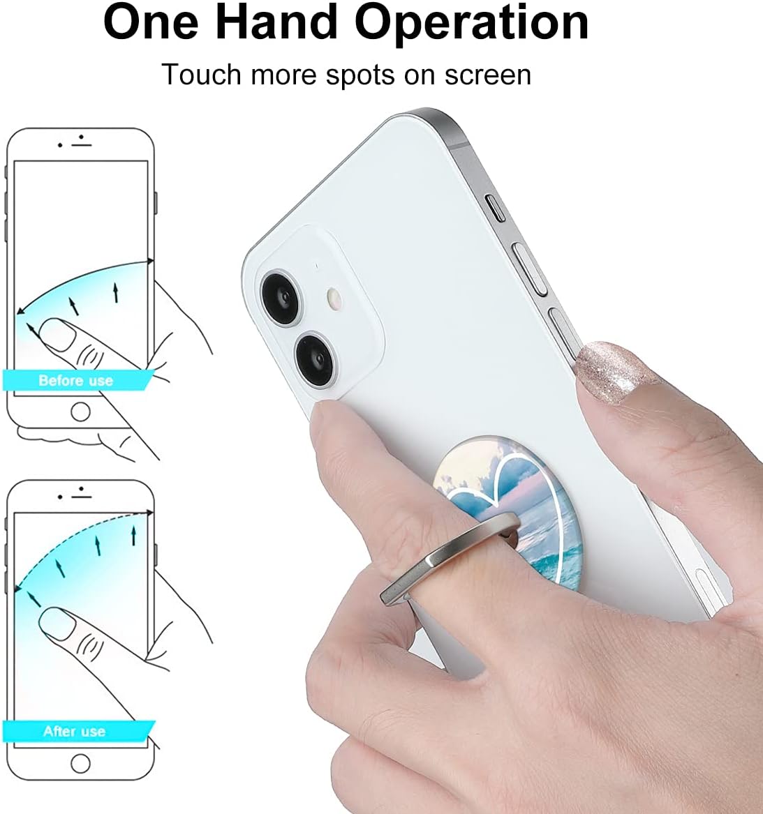 Bonoma Phone Ring Holder, 3 Pack Universal Finger Ring Stand Grip Kickstand Ring for All Smartphones (Love)