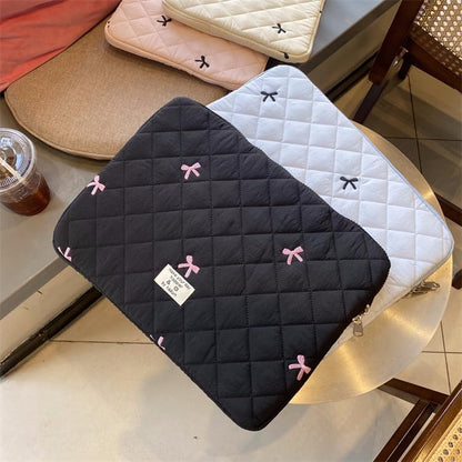 Cute Bow Graphic Carrying Laptop Bag Y2K Preppy Laptop Sleeve Case Bag Kawaii Pad Computer Protect Case Pouch (15-15.6 inch,Black)
