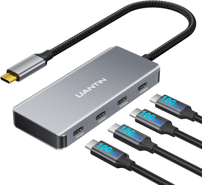 USB C Hub, 10Gbps High-Speed Type C Splitter with 4 USBC 3.2 Port, Plug and Play USB-C Multiport Adapter for Docking, MacBook Pro/Air, iPhone 15/16, iPad, Surface Pro, Dell, XPS and More